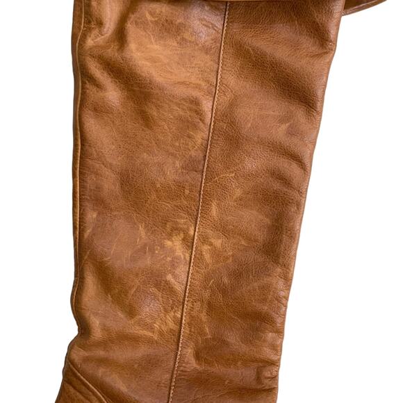 Brazilian over the knee chunky heel leather tan boots women’s 7 1/2 M - Picture 5 of 11